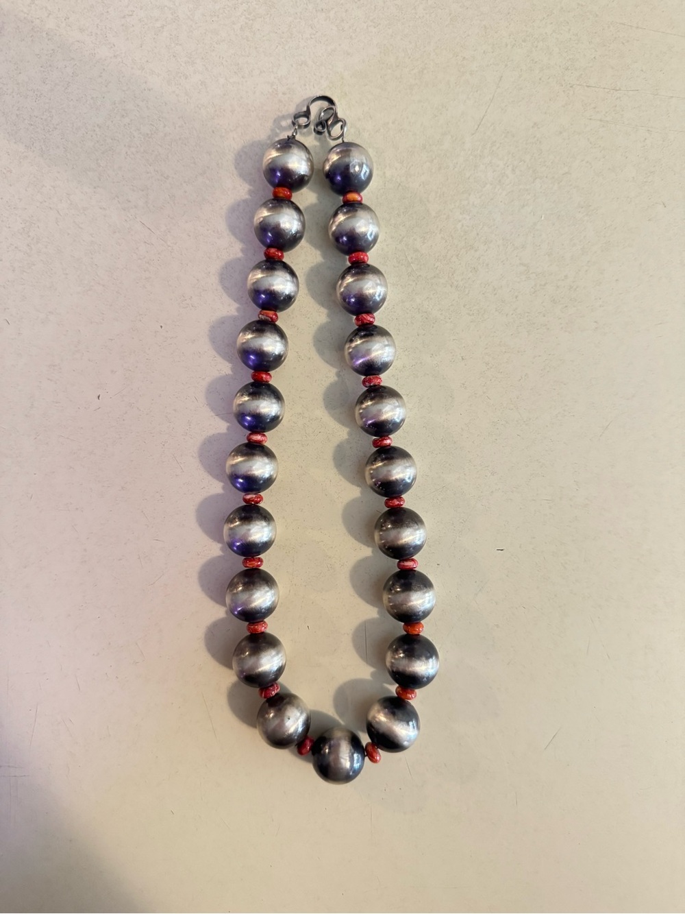 Chimney Butte 15mm sterling silver pearls with red spiny